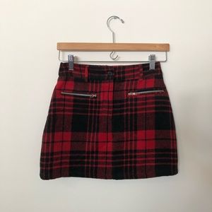 Red and Black Plaid Mini Skirt
